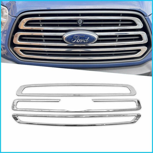 Chrome Front Grill 3 Pieces Stainless Steel For Ford Transit Van MK8 2014-2018