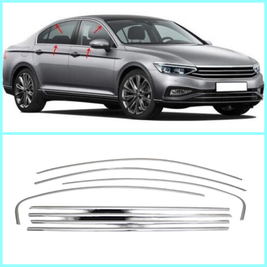 Chrome Windows Frame Trim Strips 8pcs S.Steel For VW PASSAT B8.5 SALOON 2018-23