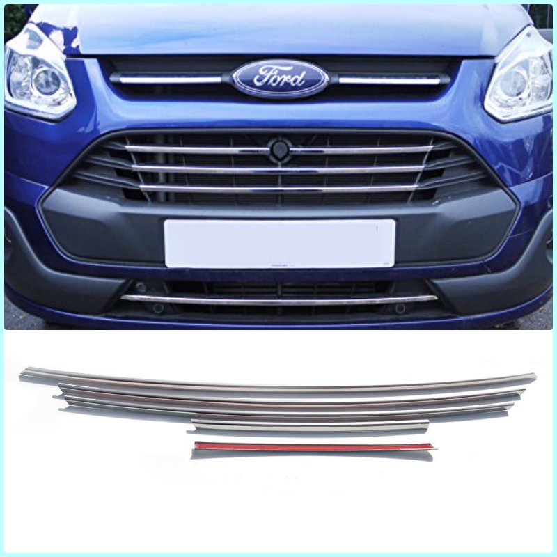 Chrome Front Grille Trim Covers 5Pcs For Ford Transit Custom Tourneo 2012-2017