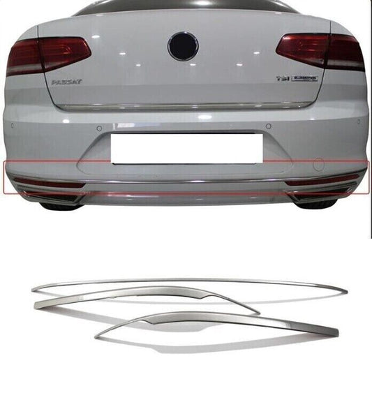 Chrome Rear Bumper Trim Streamer 3Pcs S. Steel FOR VW Passat B8 B8.5 2014-2023