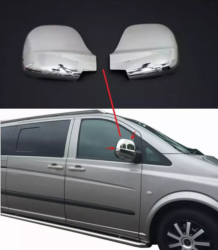 Chrome Wing Mirror Cover 2pcs For Mercedes VITO W639 2003-2009[LEFT HAND DRIVE]