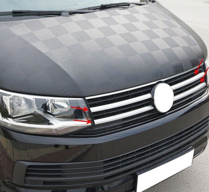 Chrome Front Grill 4pcs S.STEEL For VW For T6 Transporter Trendline 2015-2019