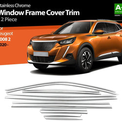 Chrome Windows Frame Trim Strips 12pcs S.Steel For Peugeot 2008 II 2019-2023