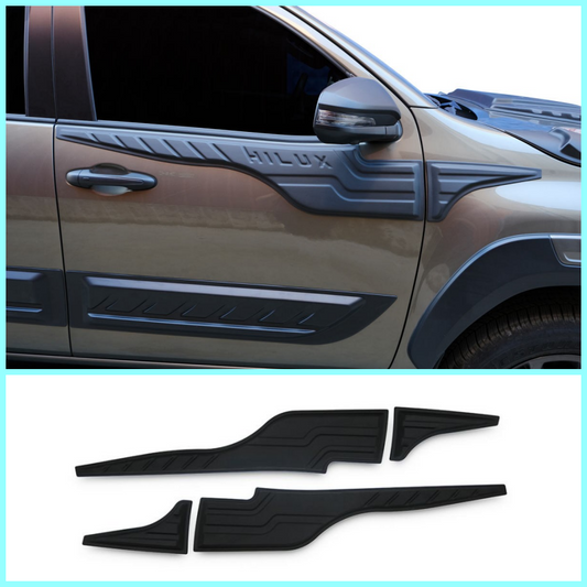 Side Cladding Kits Upper Moulding 4 Pcs Black ABS FOR Toyota Hilux 2020-2023