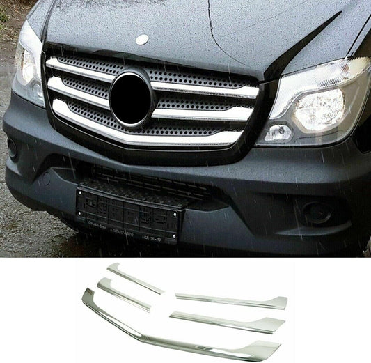 Chrome Front Grill Streamers 5 Pcs S. Steel for Mercedes Sprinter W906 2013-2017