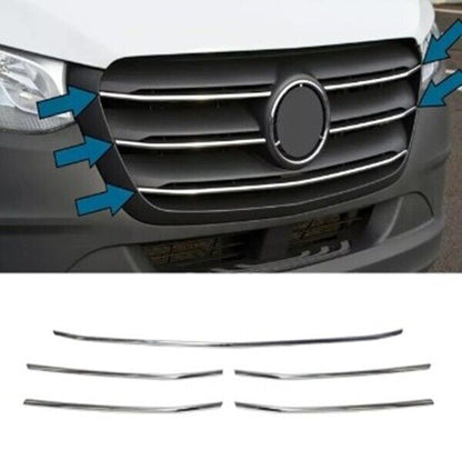 Chrome Front Grill Streamers 5 Pcs S.Steel For Mercedes Sprinter W907 2018- up