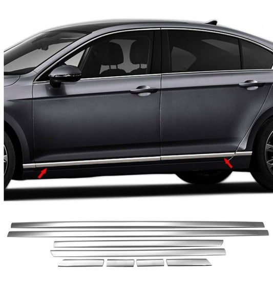 Chrome Side Door Streamer Strips 8Pcs S. Steel FOR VW Passat B8 B8.5 2014-2023